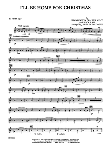 I'll Be Home for Christmas: 1st F Horn