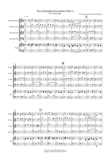 2 Christmas Favourites for Recorder Quartet (volume one)
