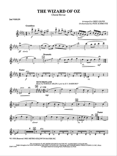 The Wizard of Oz -- Choral Revue: 2nd Violin