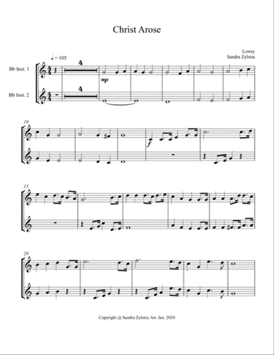 Christ Arose (treble Bb instrument duet, parts only)