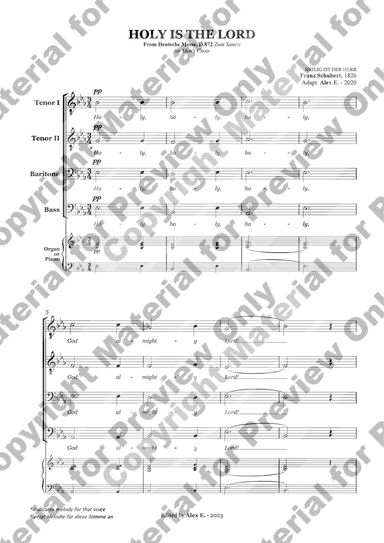 Holy is the Lord - For Men's Choir (Full Score TTBB with accompaniment)