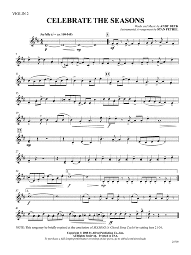 Celebrate the Seasons: 2nd Violin