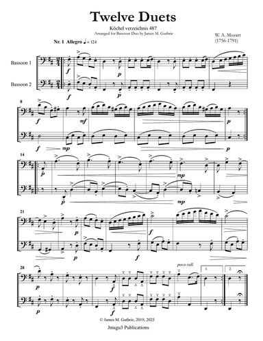 Mozart: 12 Duets K. 487 for Bassoon Duo