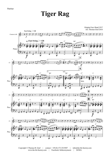 Tiger Rag - Jazz Classic - Piano and Clarinet