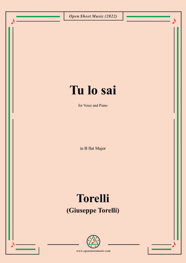 Giuseppe Torelli-Tu lo sai,in B flat Major,for Voice and Piano