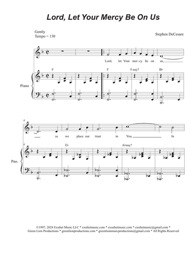 Lord, Let Your Mercy Be On Us (Unison choir)