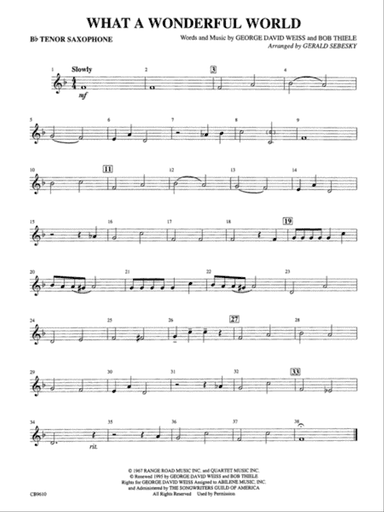 What a Wonderful World: B-flat Tenor Saxophone
