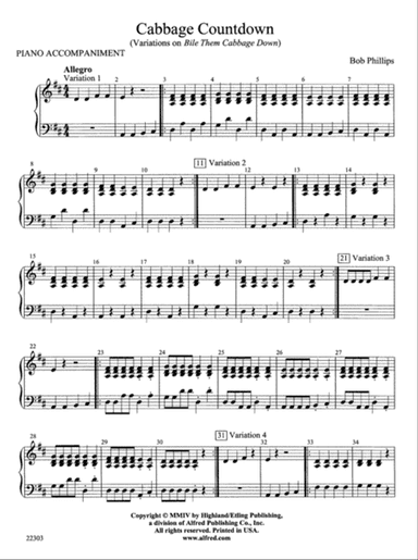 Cabbage Countdown: Piano Accompaniment