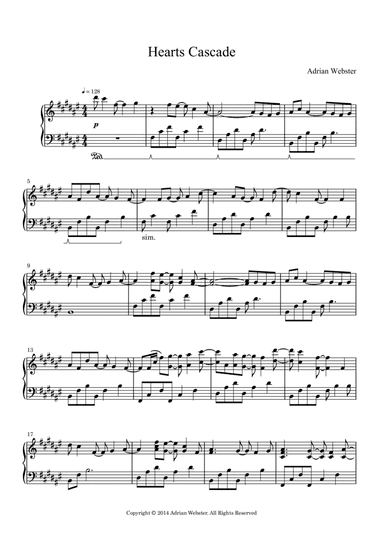 Hearts Cascade - CrusaderBeach - Beautiful Romantic Piano Solo