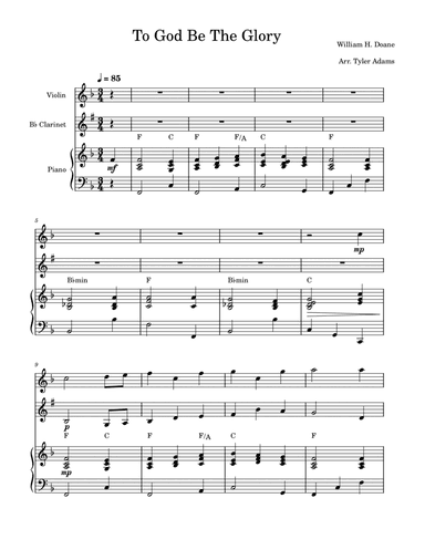 To God Be The Glory (Violin and Clarinet Duet with Piano)