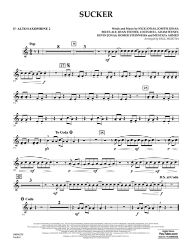 Sucker (arr. Paul Murtha) - Eb Alto Saxophone 2
