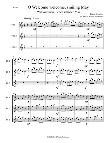O Welcome, welcome smiling May (Willkommen, lieber schöner Mai) for 3 flutes