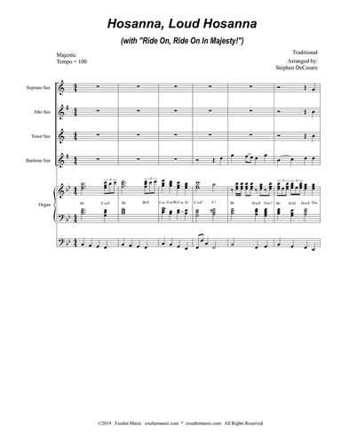 Hosanna, Loud Hosanna (with "Ride On, Ride On In Majesty!") (Saxophone Quartet and Organ)