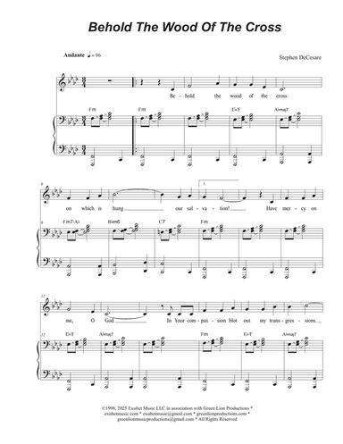 Behold The Wood Of The Cross (Unison choir - (Medium Key)