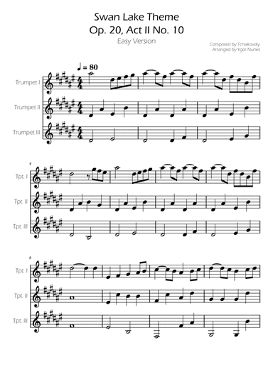 Swan Lake (theme) - Tchaikovsky - Trumpet Trio