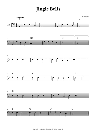 Jinglle Bells - Cello in C (with Chords)