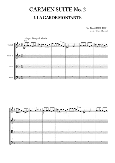 The Rising Guard from "Carmen Suite No. 2" for String Quartet
