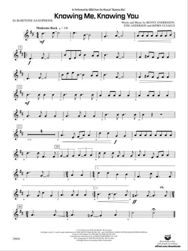 Knowing Me, Knowing You (As performed by ABBA from the musical Mamma Mia): E-flat Baritone Saxophone