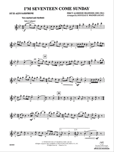 I'm Seventeen Come Sunday: E-flat Alto Saxophone