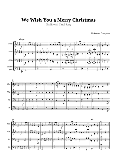 We Wish you a Merry Christmas for String Ensemble