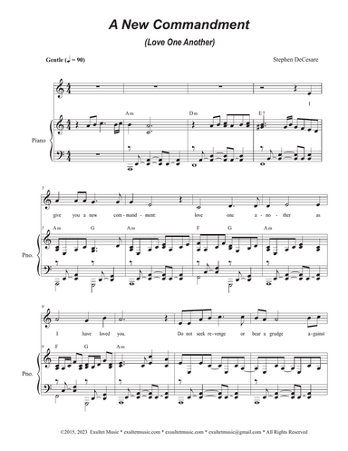 A New Commandment (Love One Another) (Unison choir - Medium Key)