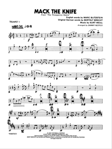 Mack the Knife (from The Threepenny Opera): 1st B-flat Trumpet