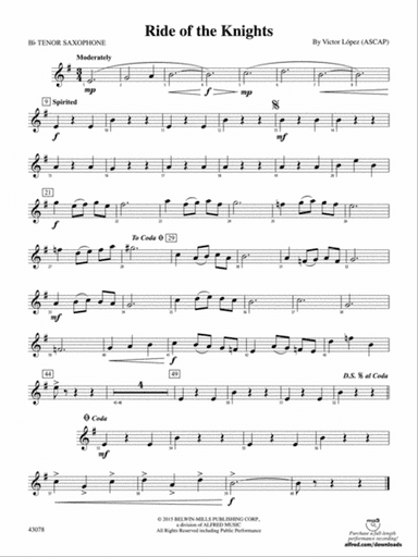 Ride of the Knights: B-flat Tenor Saxophone