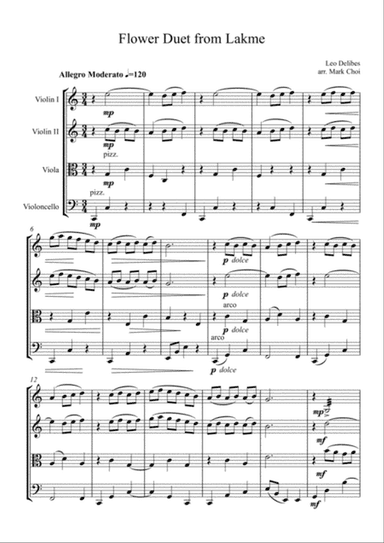 Flower Duet - Lakme (String Quartet)