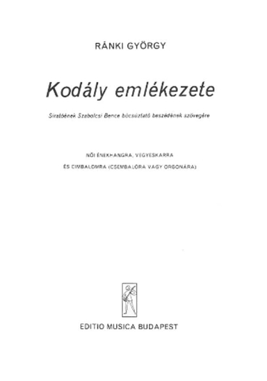 In Memoriam ZoltAn KodAly