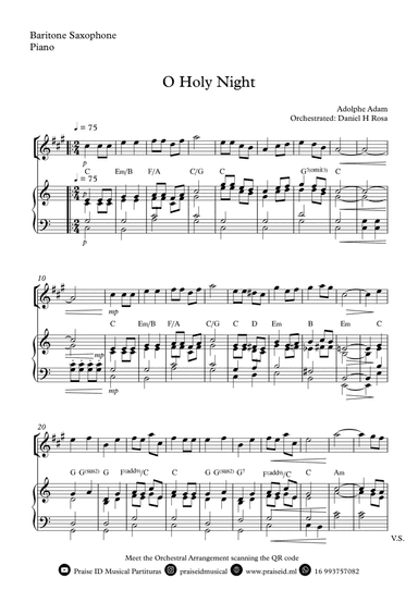 O Holy NIght - Christmas Carol - Baritone Saxophone and Piano