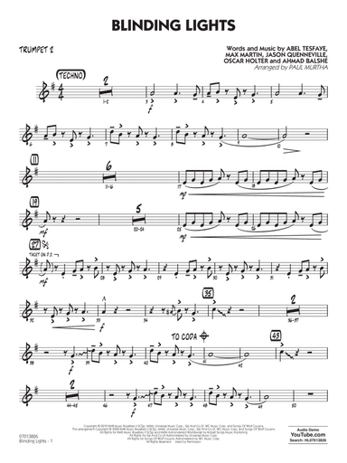Blinding Lights (arr. Paul Murtha) - Trumpet 2