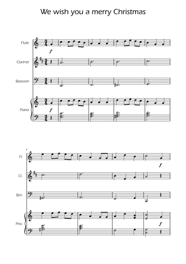 We Wish You a Merry Christmas - WoodwindTrio w/ Piano