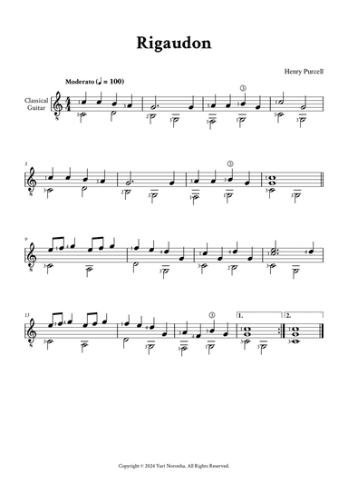 Rigaudon - Classical Guitar (C Major)
