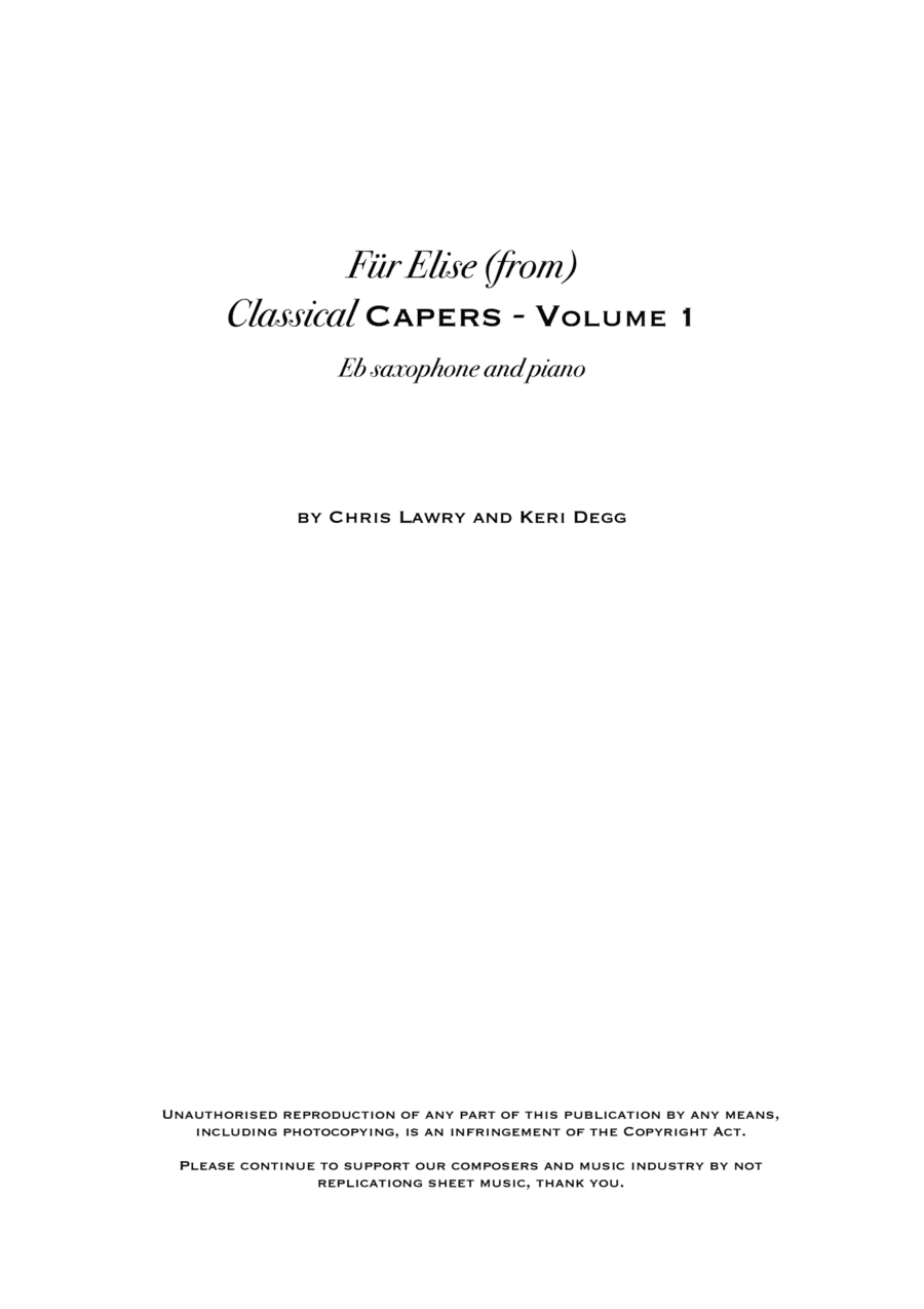 Für Elise (but not as you know it!) includes original sax solo - Eb saxophone & piano - Jazz