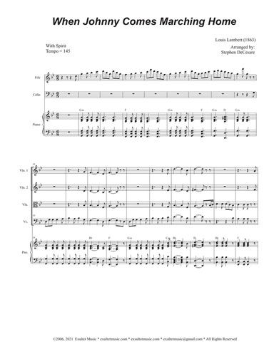 When Johnny Comes Marching Home (String Quartet and Piano)
