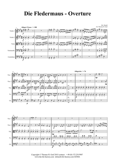 Die Fledermaus - Overture Johann Strauss - String Quintet - A