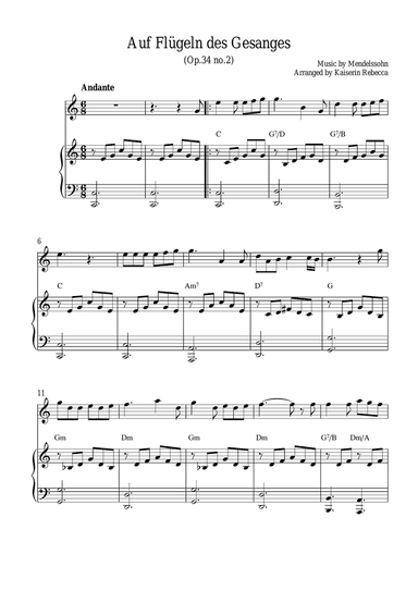 Auf Flügeln des Gesanges (On Wings of Song, Op.34 no.2)