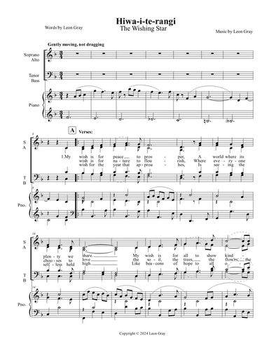 Hiwa-i-te-rangi (SATB Carol Version)