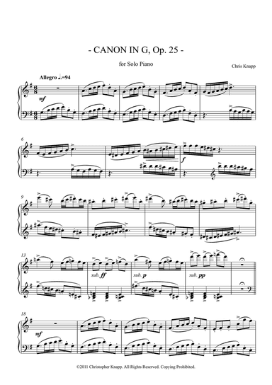 Canon in G, Op. 25