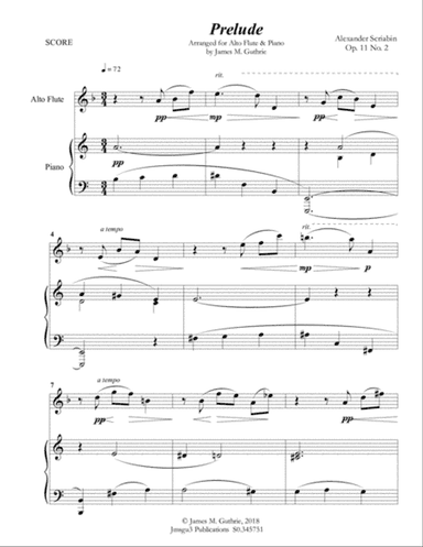 Scriabin: Prelude Op. 11 No. 2 for Alto Flute & Piano