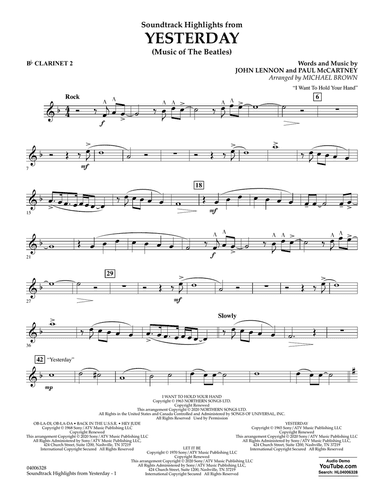 Highlights from Yesterday (Music Of The Beatles) (arr. Michael Brown) - Bb Clarinet 2