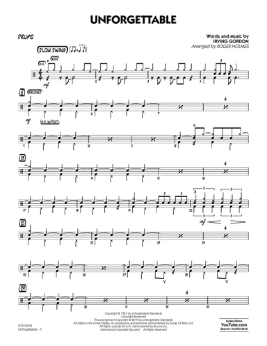 Unforgettable (arr. Roger Holmes) - Drums