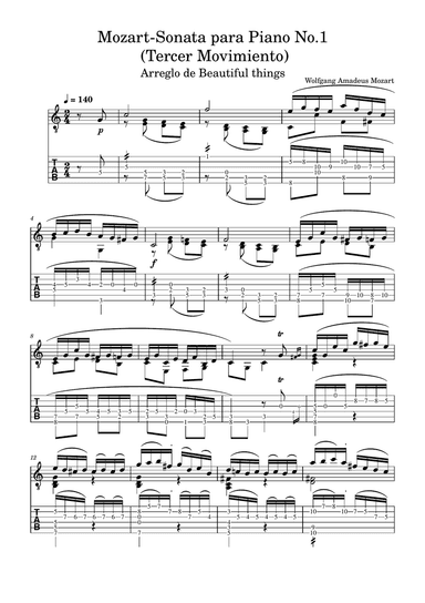 Sonata para Piano No.1 (Tercer Movimiento)-Mozart