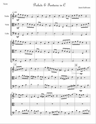 Prelude & Fantasia in C for String Trio