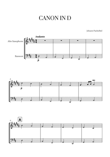 Canon in D (for Alto Sax and Bassoon)
