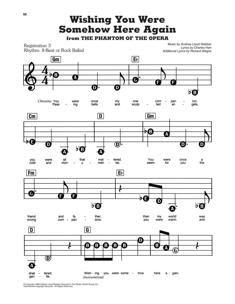 Wishing You Were Somehow Here Again (from The Phantom Of Opera)