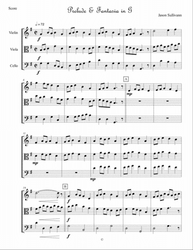 Prelude & Fantasia in G for String Trio