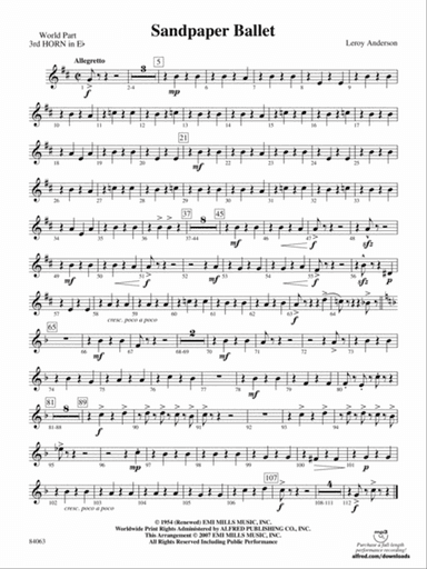Sandpaper Ballet: (wp) 3rd Horn in E-flat