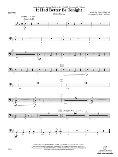 It Had Better Be Tonight (Meglio Stasera): Timpani