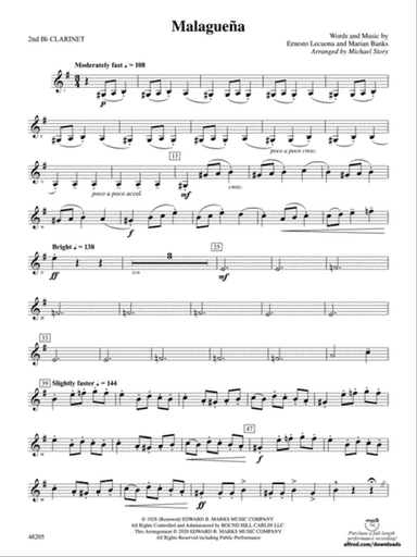 Malagueña: 2nd B-flat Clarinet
